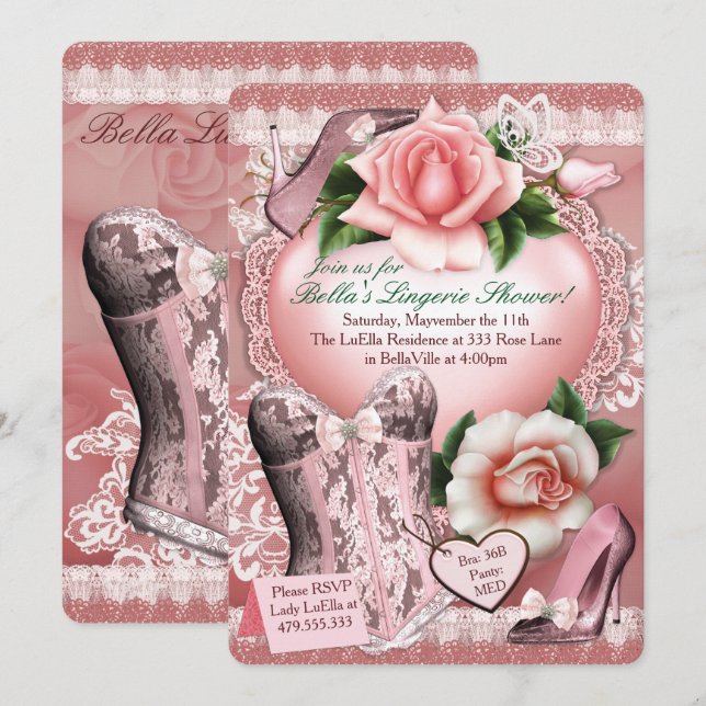 Inbjudningar till Lingerie- och Bachelorette-parti (Fram/baksida)