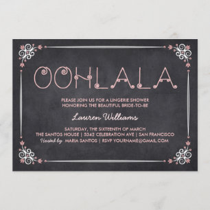 Inbjudningar till Lingerie Shower Chalkboard & Ros