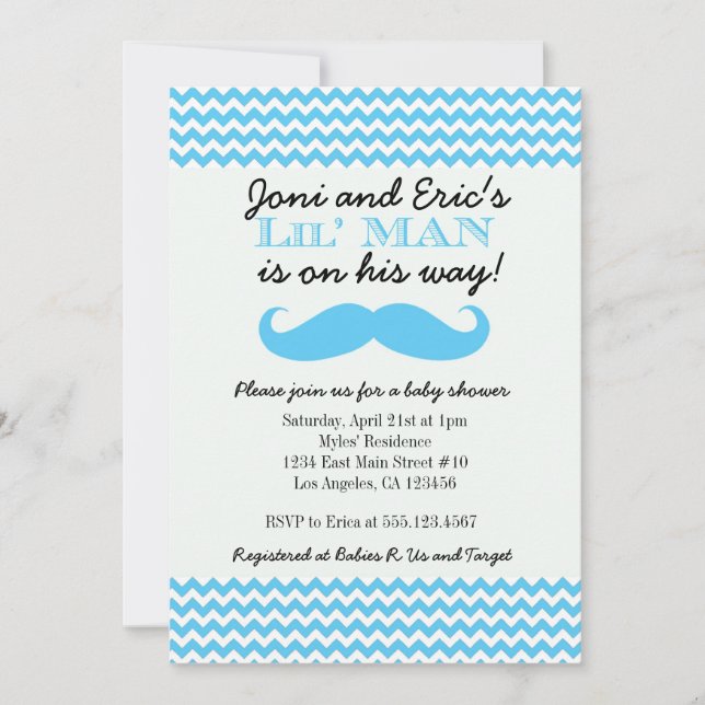 Inbjudningar till LIttle Man Baby Shower (Framsida)