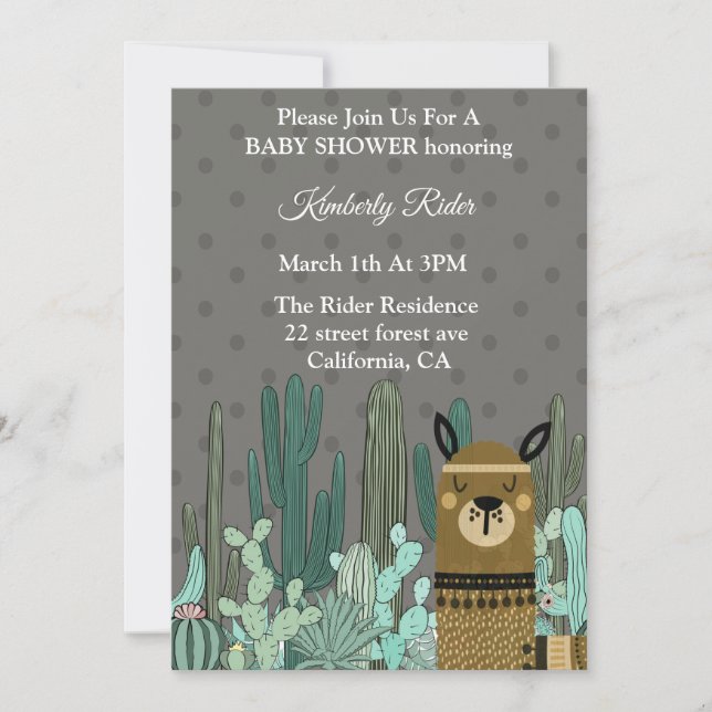 Inbjudningar till Llama Woodland Baby Shower (Framsida)
