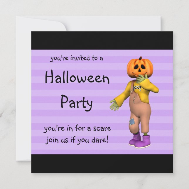Inbjudningar till Lycklig Jack på  Halloween fest (Framsida)