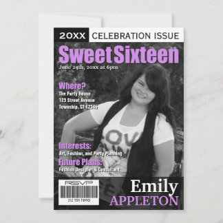Inbjudningar till Magazine Cover Lila Sweet sixtee