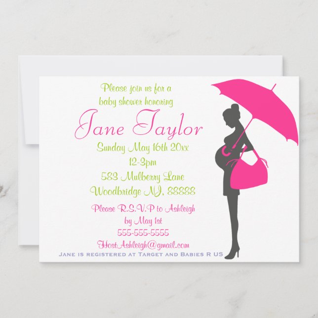 Inbjudningar till Magenta Silhouette Baby Shower (Framsida)