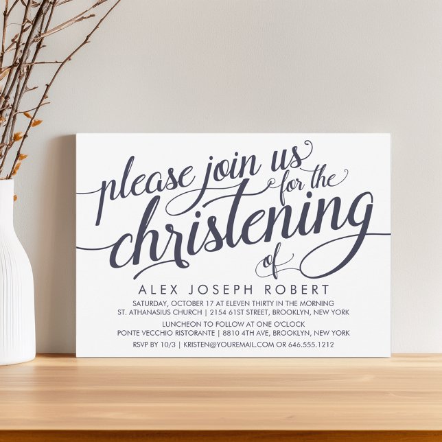Inbjudningar till marin och Cream Calligraphy Chri (Skapare uppladdad)