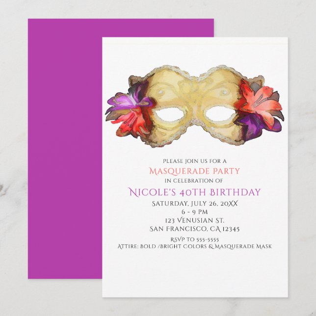 Inbjudningar till Mask-partiet för den tropiska Bl (Fram/baksida)