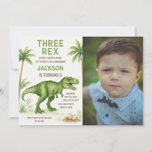 Inbjudningar till matbordet på Dinosaur Birthday m (Framsida)
