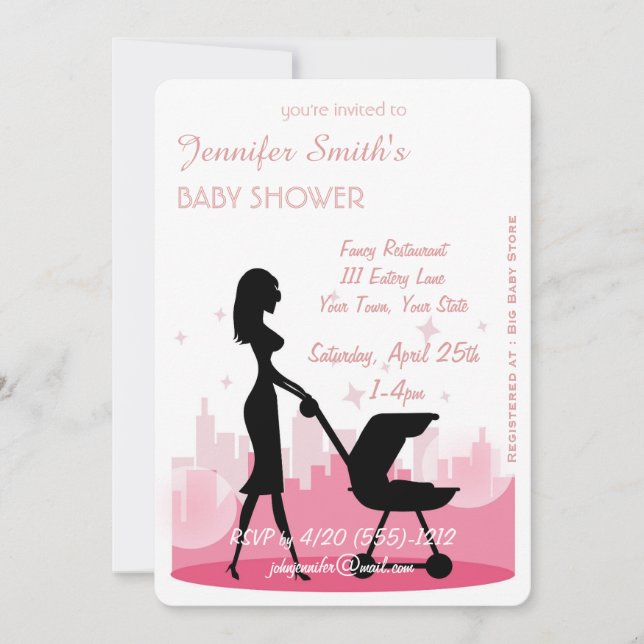 Inbjudningar till Metro City Girl Modern Baby Show (Framsida)