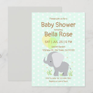 Inbjudningar till Mint Elephant Baby Shower