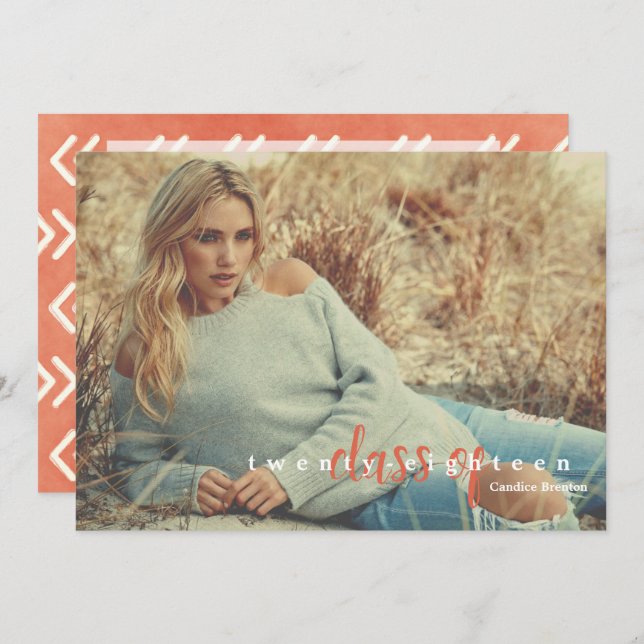 Inbjudningar till Modern Burnt Orange Pil Student (Fram/baksida)