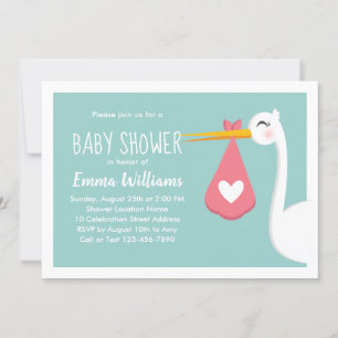 Inbjudningar till modern Stork Bird Cute Baby Show