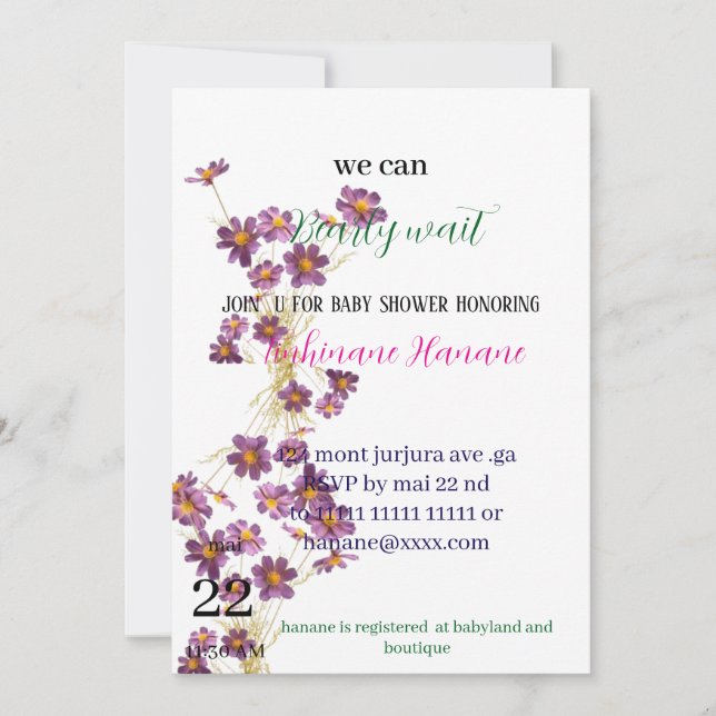 Inbjudningar till nallens babydusch (Framsida)