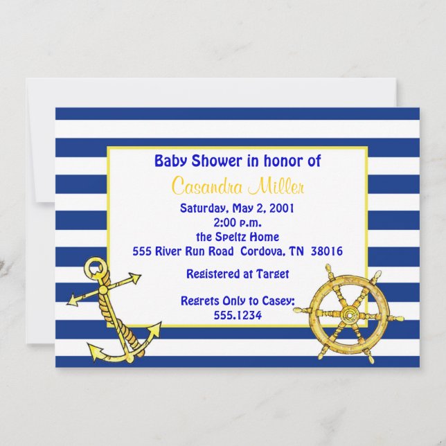 Inbjudningar till Nautical Baby Shower (Framsida)