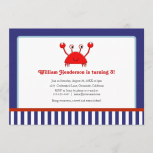 Inbjudningar till Nautical Birthday i Red Crab