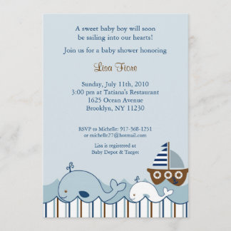 Inbjudningar till Nautical Little Whale Baby Showe