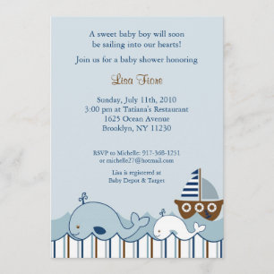 Inbjudningar till Nautical Little Whale Baby Showe