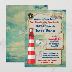 Inbjudningar till Nautical Sailor Baby Shower