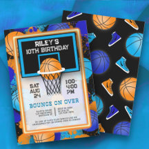 Inbjudningar till orange Blue Basketball Paint Spl