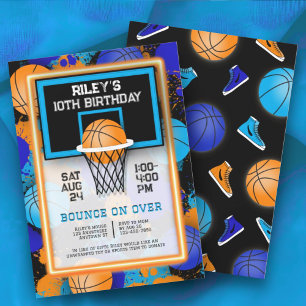 Inbjudningar till orange Blue Basketball Paint Spl