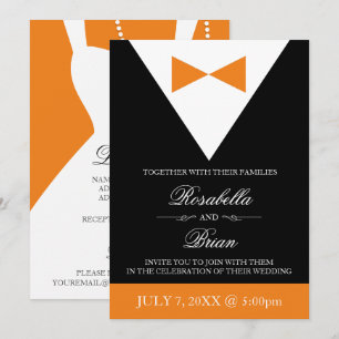Inbjudningar till Orange och svartvitt Fall Tuxed