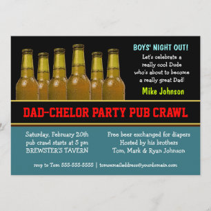 Inbjudningar till Pappa-chelor Party pub Crawldyka