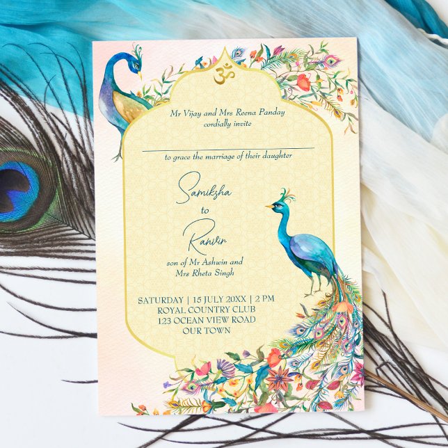 Inbjudningar till Peacock Indian Hindu-bröllop (Skapare uppladdad)