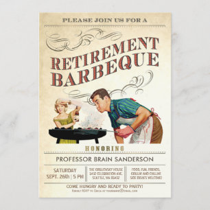 Inbjudningar till Pension-part BBQ-Vintage