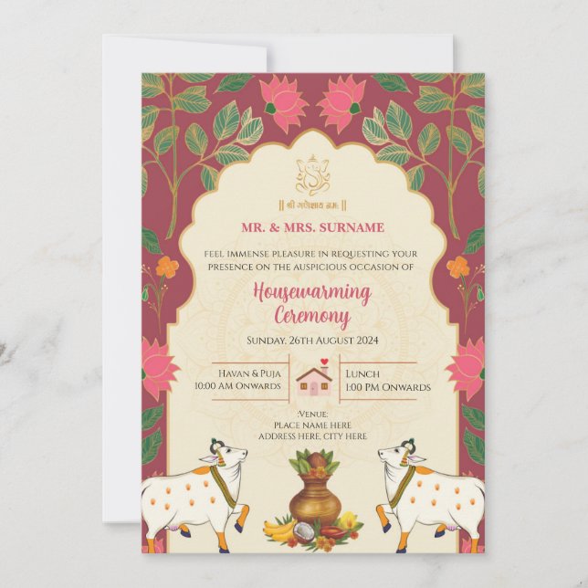 Inbjudningar till Pichwai Lotus Houseuppvärmning (Framsida)