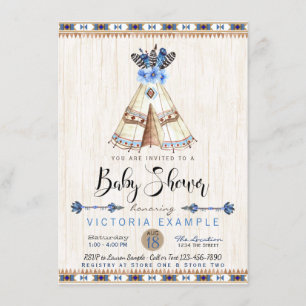 Inbjudningar till pojkarnas teepee-stammes babysho