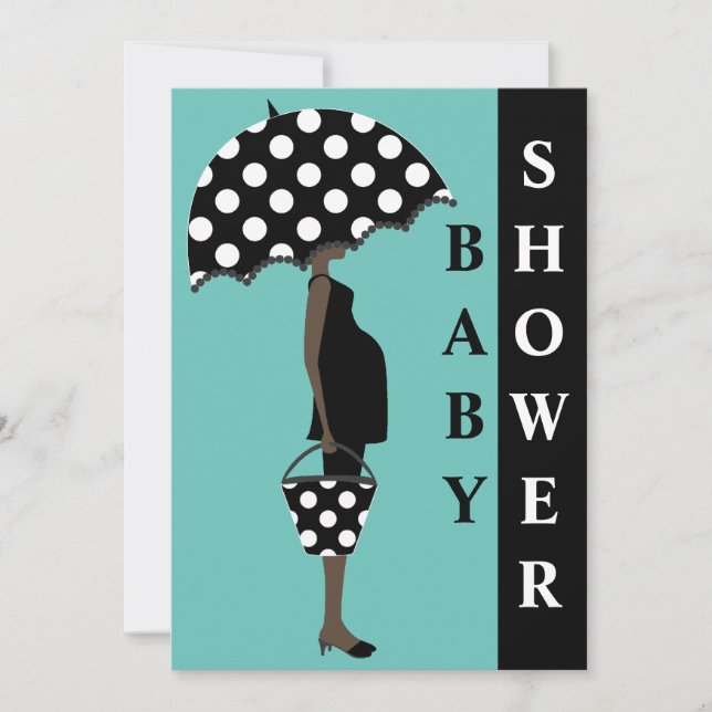 Inbjudningar till Polka Dot Baby Shower {Teal} (Framsida)