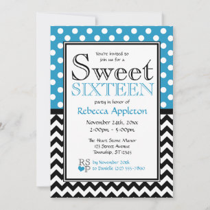 Inbjudningar till Polka Dot Blue & Chevron-Sweet s