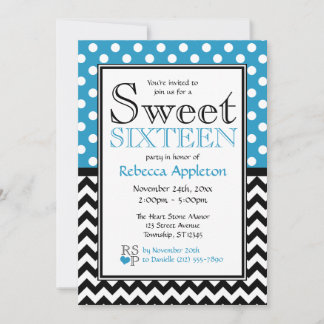 Inbjudningar till Polka Dot Blue & Chevron-Sweet s