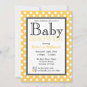 Inbjudningar till Polka Dot Gult Baby Shower