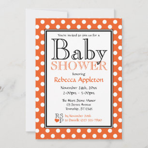 Inbjudningar till Polka Dot Orange Baby Shower