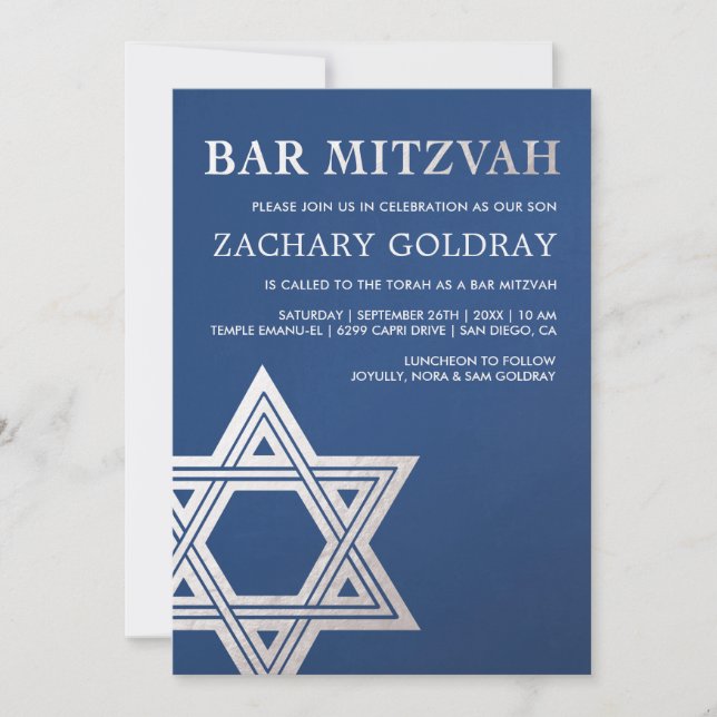 Inbjudningar till Pub Mitzvah| Faux Silver Foil St (Framsida)
