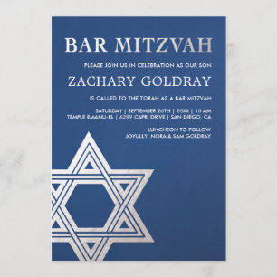Inbjudningar till Pub Mitzvah Faux Silver Foil St