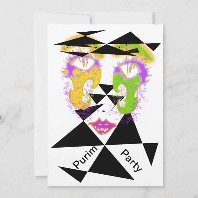 Inbjudningar till Purim Party Firande Abstrakt Sti (Framsida)