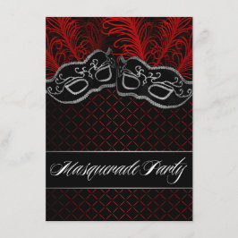 Inbjudningar till Red Black Mask Masquerad Boll Pa