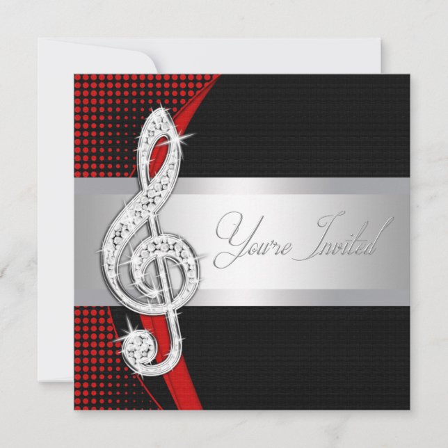Inbjudningar till Red Black Music Treble Clef-skäl (Framsida)