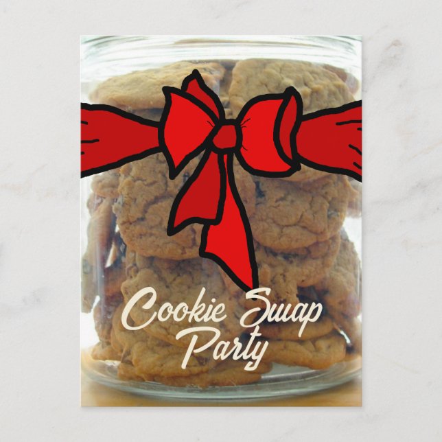 Inbjudningar till Red Bow Cookie Swap Party (Framsida)