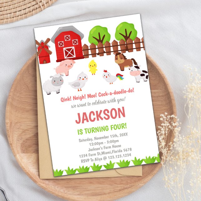 Inbjudningar till Red Farm Birthday (Red Farm Birthday Invitations)
