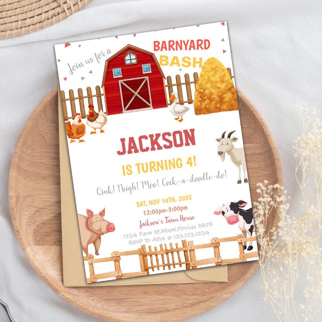 Inbjudningar till Red Farm Birthday (Red Farm Birthday Invitations)