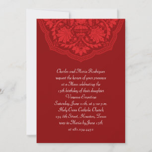 Inbjudningar till Red Latin Mönster Quinceanera