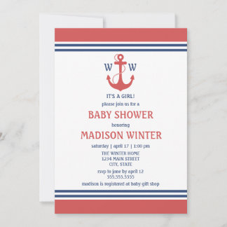 Inbjudningar till Red Nautical Baby Shower
