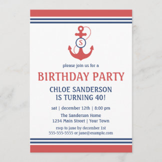 Inbjudningar till Red Nautical Födelsedagsfest med