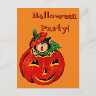 Inbjudningar till Retro Black Cat Halloween fest