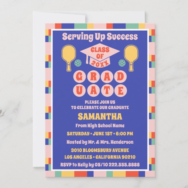 Inbjudningar till Retro Pickleball-Studentfest (Framsida)