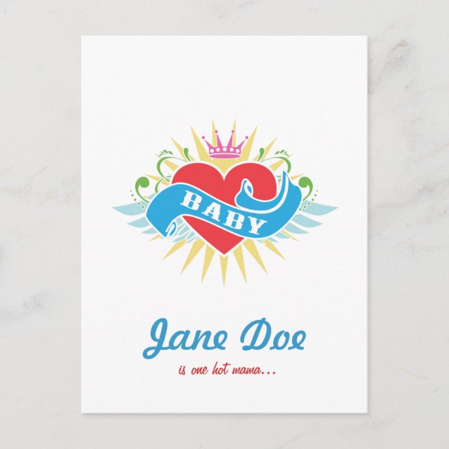 Inbjudningar till Retro Tattoo Baby Shower (Framsida)