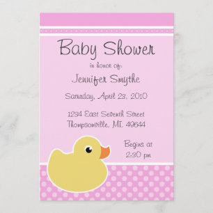 Inbjudningar till Rosa av gummi Ducky Baby Shower