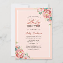 Inbjudningar till rosa Blommigt Girl Baby Shower