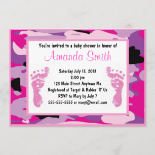 Inbjudningar till Rosa Camouflage Baby Shower